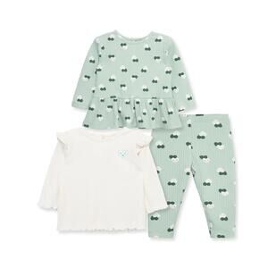 NEW LITTLE ME kids heart rib top and pants play set in green